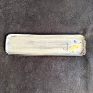 Handcrafted ZPOTS Ceramic Rectangular Tray With Mazel Artwork